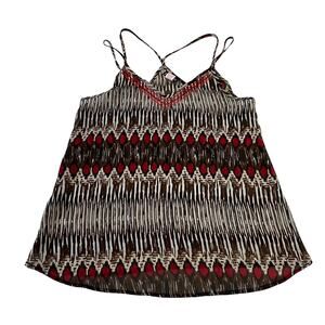 Paperdoll V-Neck Sleeveless Tribal Print Blouse Size M Y2K 90s Festival Bohemian